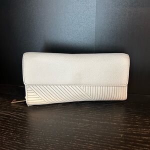 Leather Wallet Clutch with Gold Accents